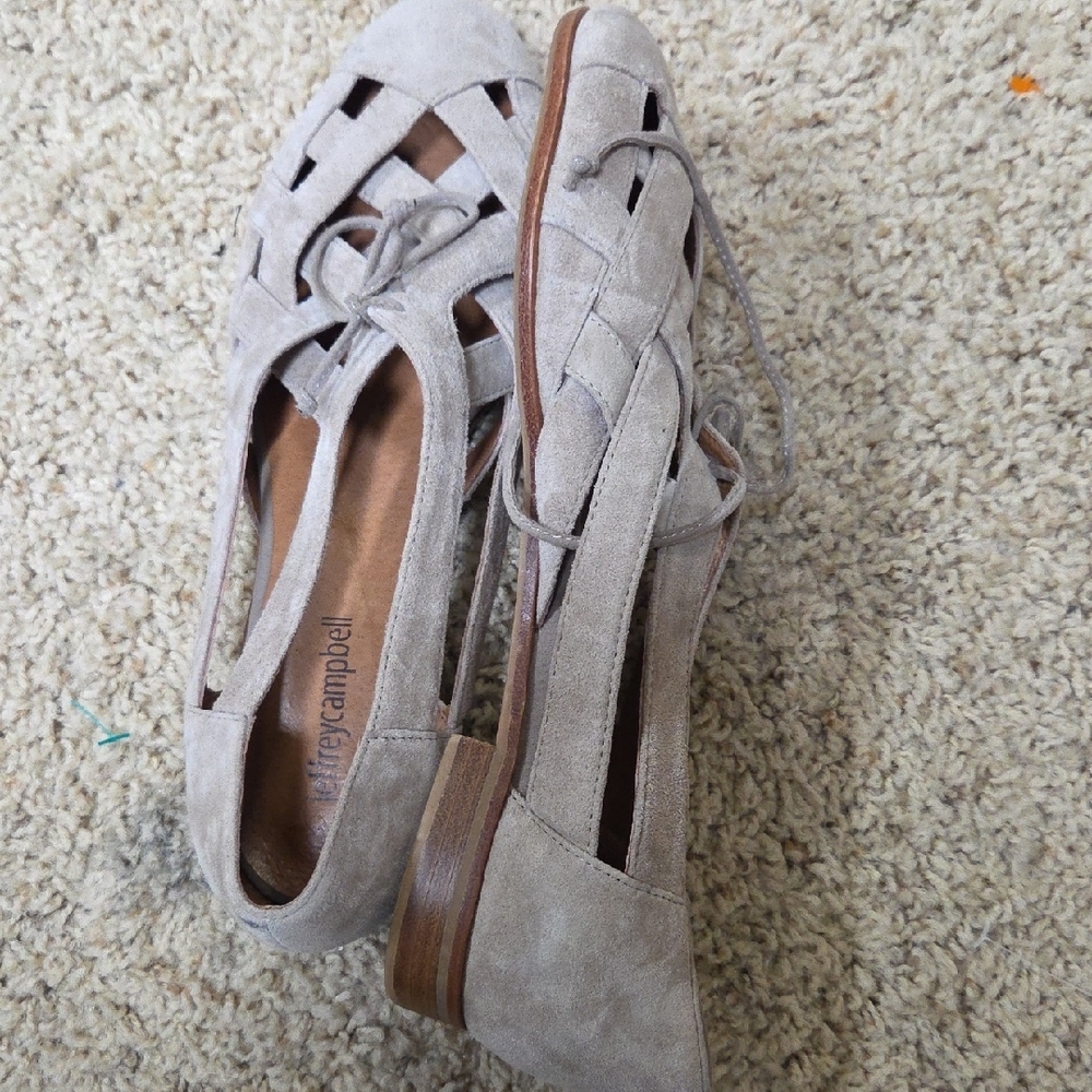 Jeffrey Campbell Women's Taupe Suede Loafers - Picture 3 of 4